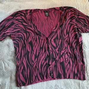 NY&CO Animal Print Short Sleeved Cardigan Sz XL
